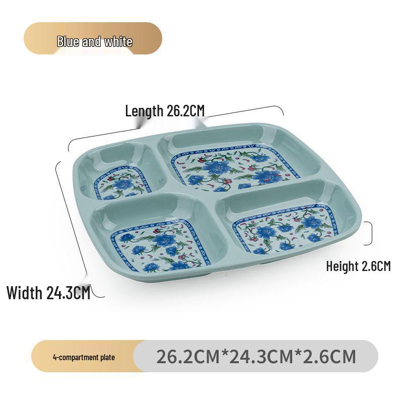 Drop-Proof Melamine Six-Grid Food-Grade Dining Plate