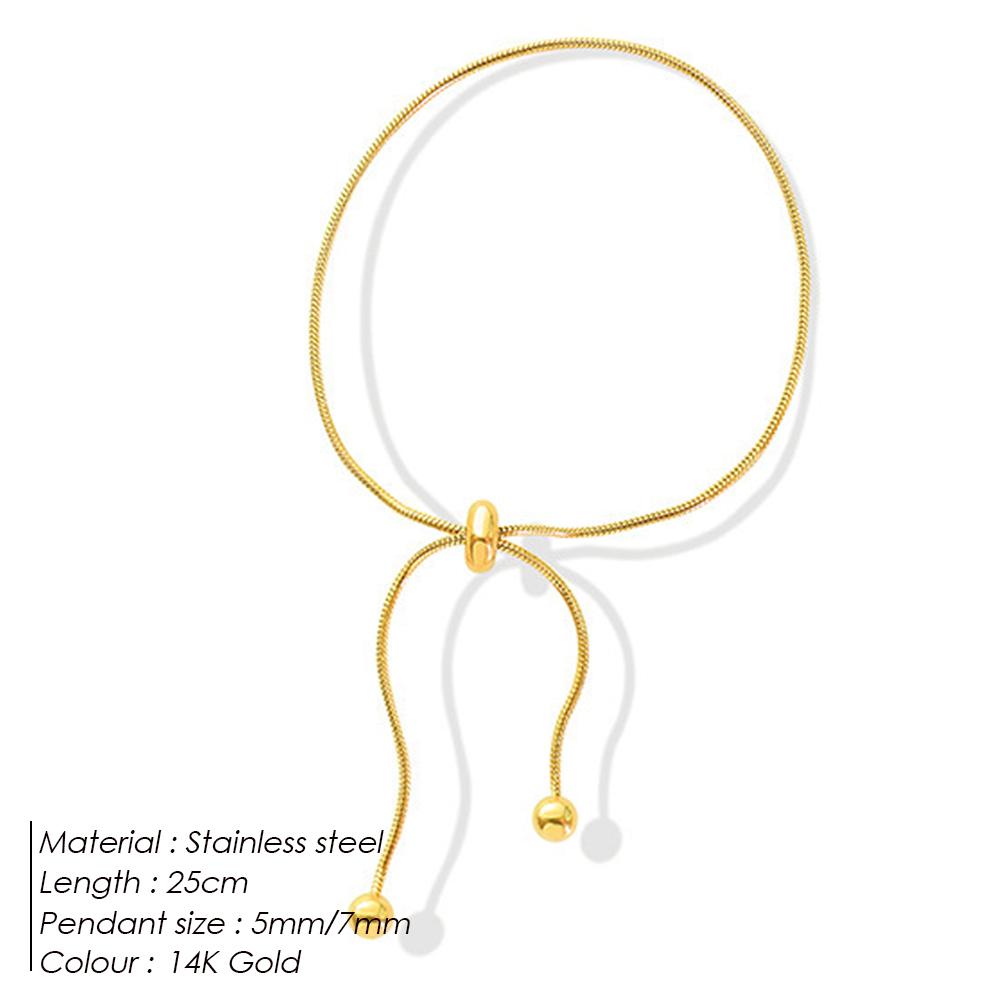 Orazio Adjustable Bracelet for Women Gold Color Stainless Steel Round Bead Snake Chain Hand Link High Quality Jewelry Wholesale
