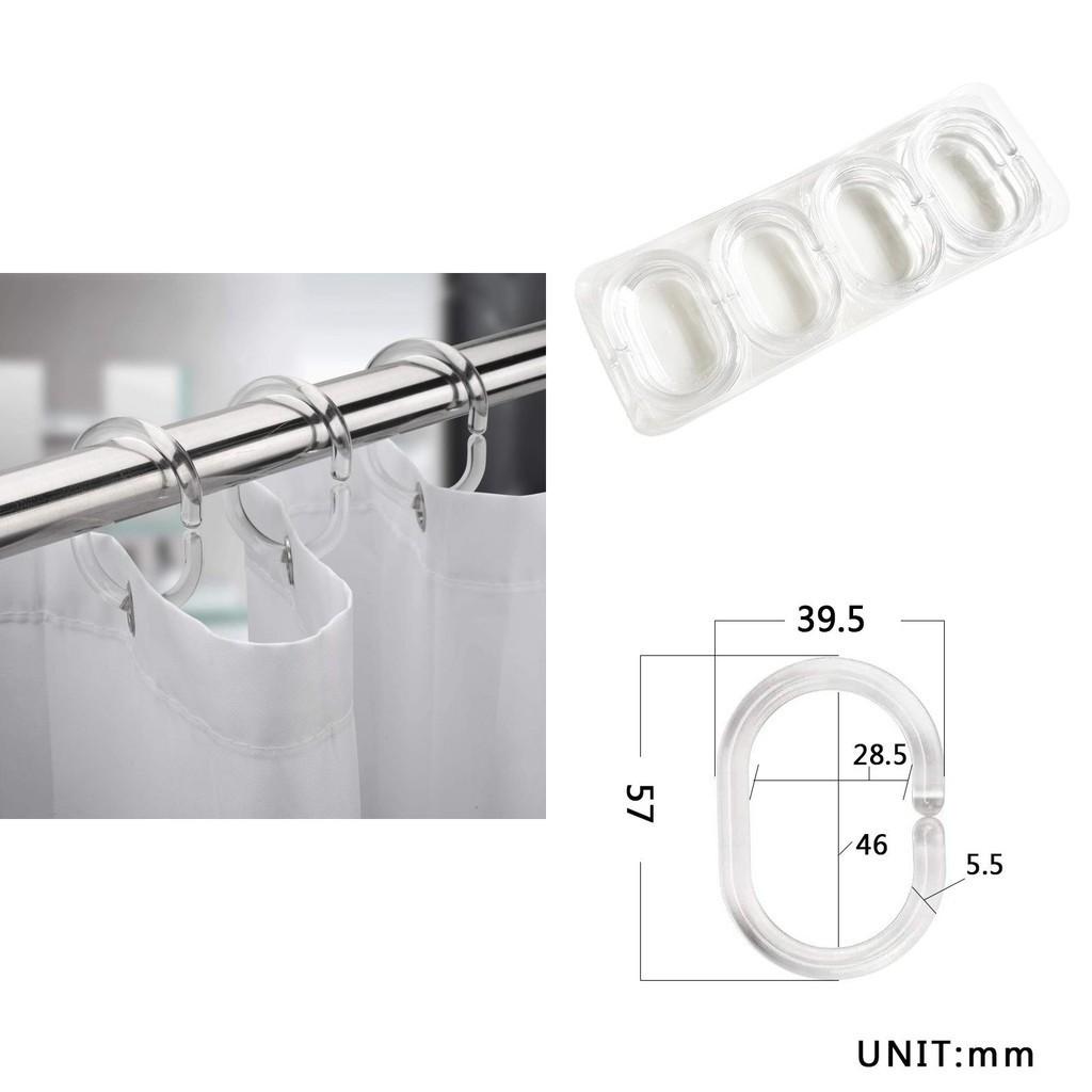 Transparent Shower Curtain Hooks C-shaped Set Of 12 Clear Plastic Hooks