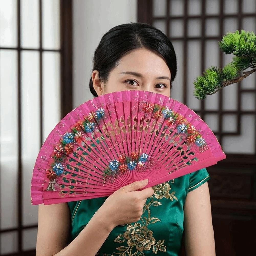 Hand Crafted Hand-painted Fan Colorful Spanish Wood Fan Traditional Handheld Fan Home Ornaments