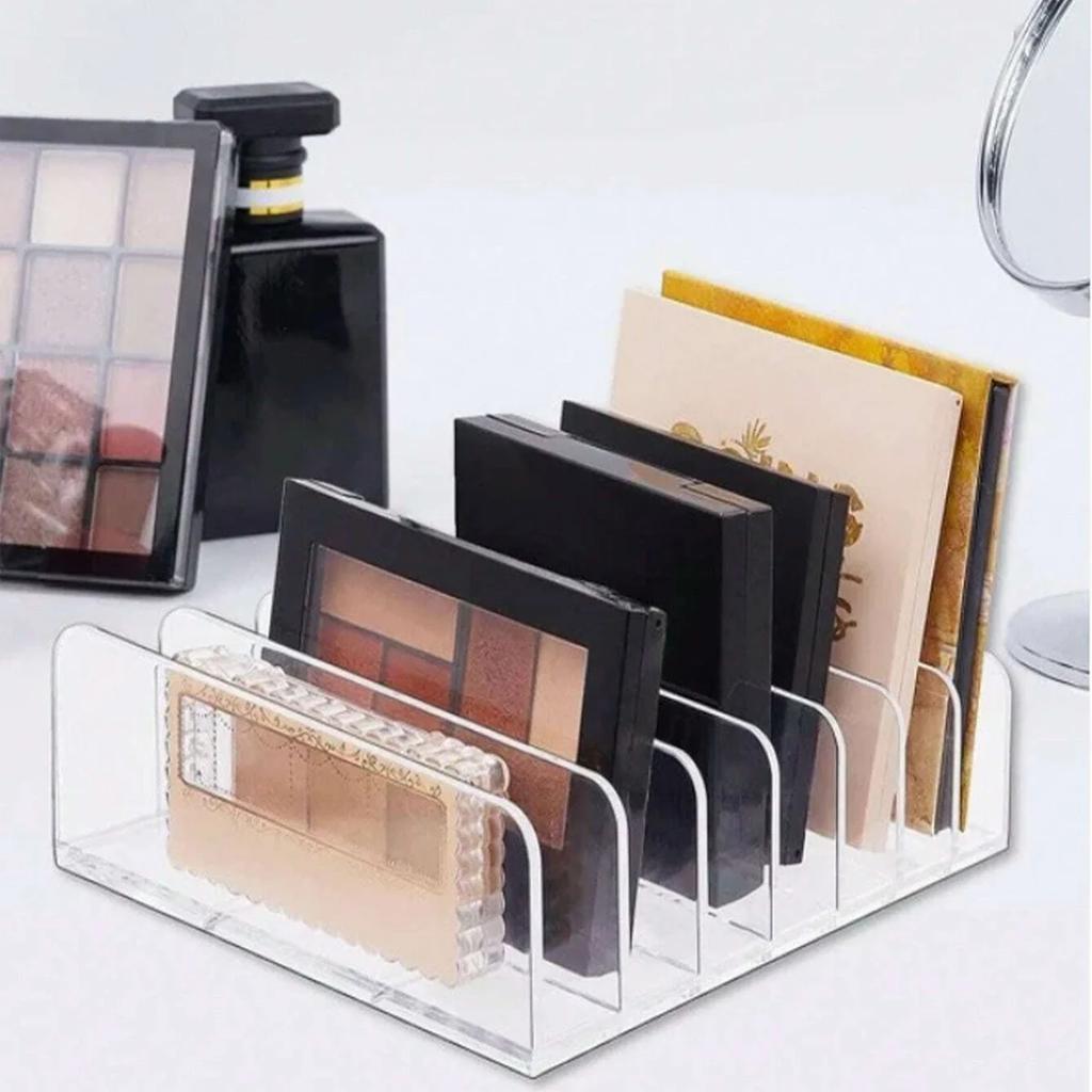 Transparenter Make-up-Organizer mit 7 Fächern für Lidschattenpalette und Kosmetik, Aufbewahrungsbox für Schminktisch und Badezimmerarbeitsplatte