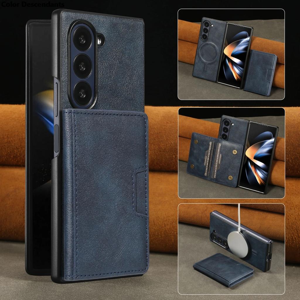 Business Style Leather Case For Samsung Galaxy Z Fold 7 6 5 4 3 2IN1 Magnetic Card Wallet Wireless Charge Anti-Drop Cover