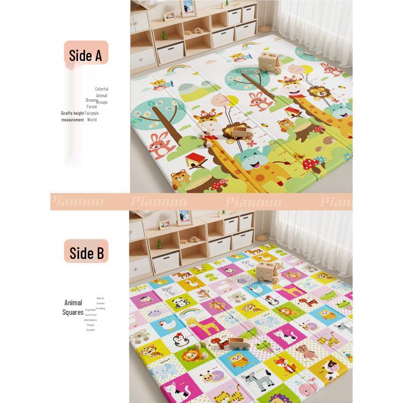 Foldable, Odorless Foam Baby Crawling Mat - Thick, Interlocking Design for Infant Play In Living Room (Girls)