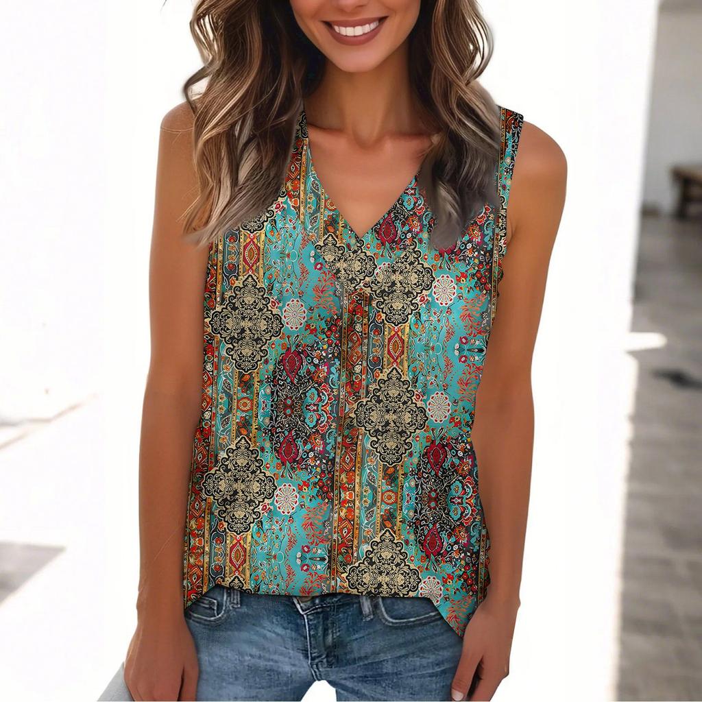 V Neck Sleeveless Leaf Print Tank Top for Women Spring Tops for Women Racerback Tank Tops for Women Tops for Women Trendy Summer