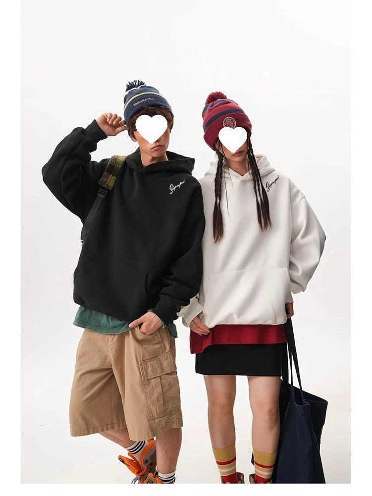 Unisex Embroidered National Trend One-Shoulder Hoodie - Autumn/Winter Loose Fit, Versatile Casual Top