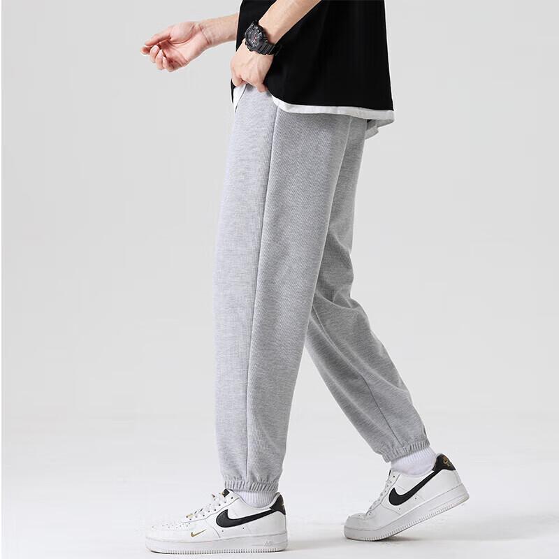 GENIOLAMODE Men's Waffle Knit Drawstring Jogger Pants