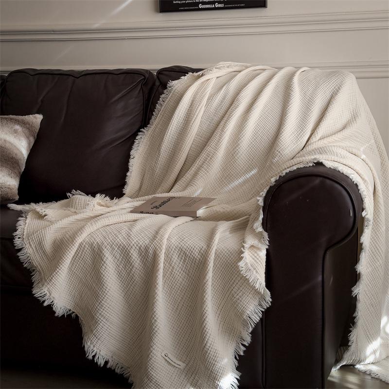 2025 A-Class All-Cotton Summer Quilt: Solid Color Gauze Blanket for Air Conditioning & Travel