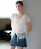 HYFVE Sheer Frill Ribbon Tencel Open Blouse