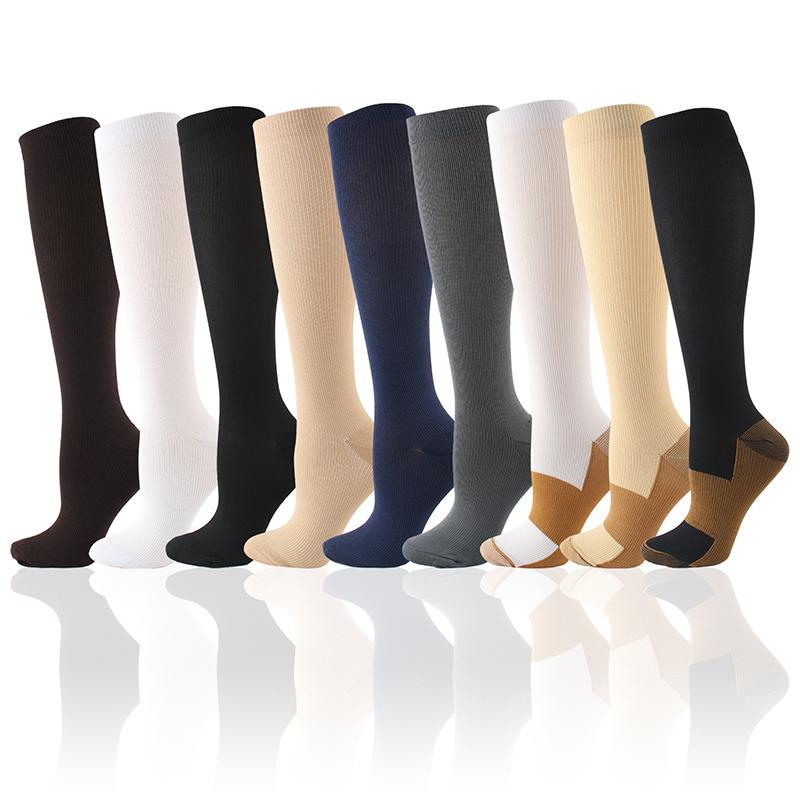 Compress Socks Pressure Leg Men Women 15-20 Mmhg Running Sport Travel Compression Stockings Multi Nylon Black White