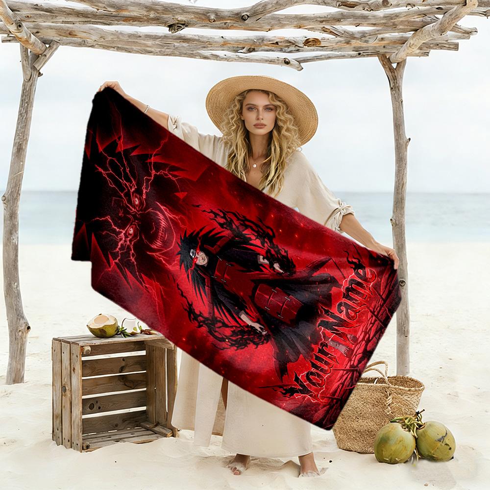 Naruto Character Customize Your Name Beach Towel Quick-Dry Soft Microfiber Perfect for Traveling Yoga Camping and Swimming