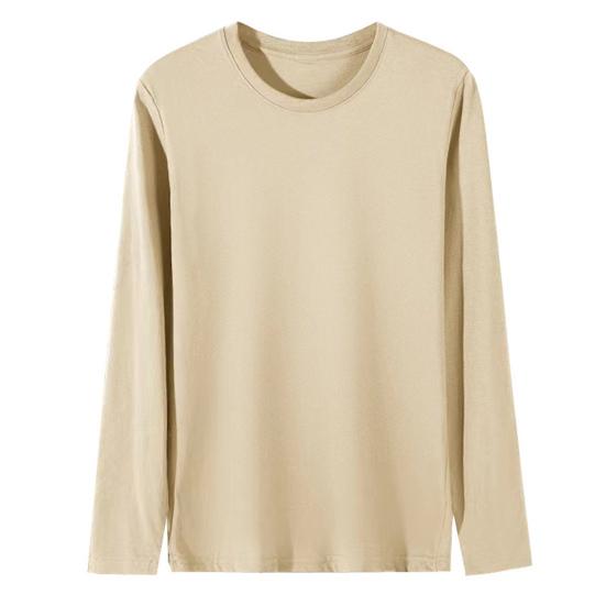 Men Long Sleeve T-Shirt Crew Neck Loose Fit Cotton Base Shirt Solid Color Casual Tee Shirt for Spring Autumn Casual Wear