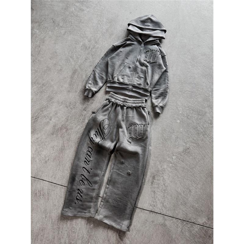 Bluza z kapturem Y2K Harajuku Punk Gotycka Luźna z haftowanym amerykańskim naszywką Casual Podwójny kaptur High Street Retro Sportowa Sui