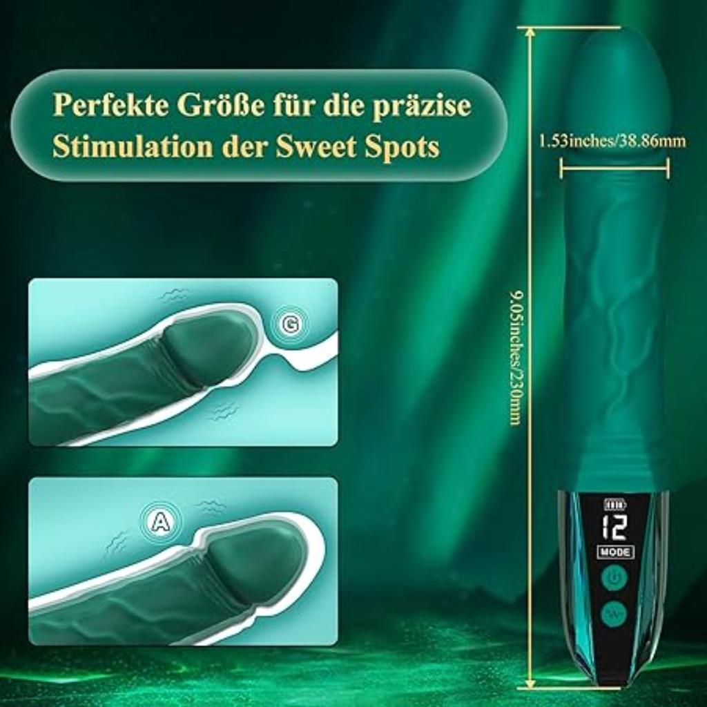 G Spot Dildo VibratorRealistisk anal dildo for med LED-skjerm, 12 vibrasjoner Klitoris Vibrator stav Sexleketøy for kvinnelige menn G Spot anal stimulering