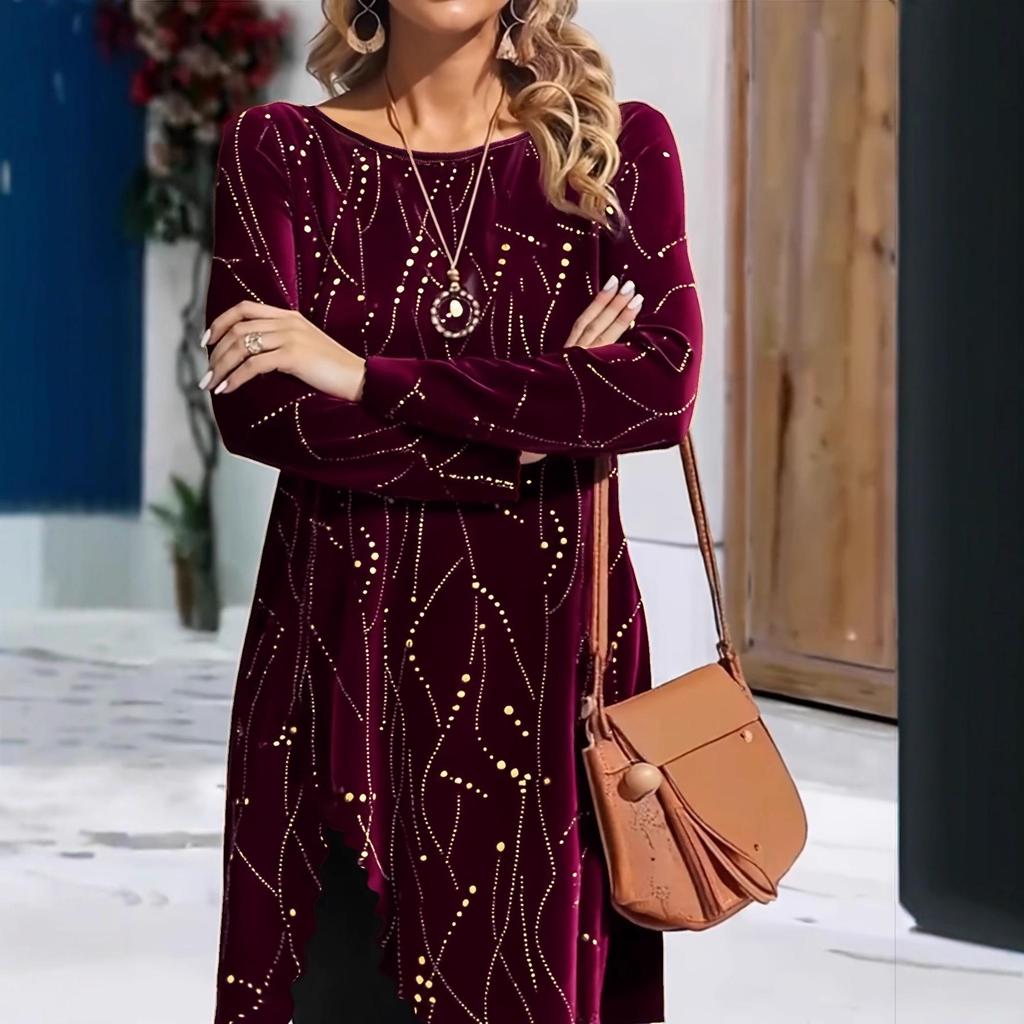 Elegancka damska sukienka casual z długim rękawem na jesień/zimę