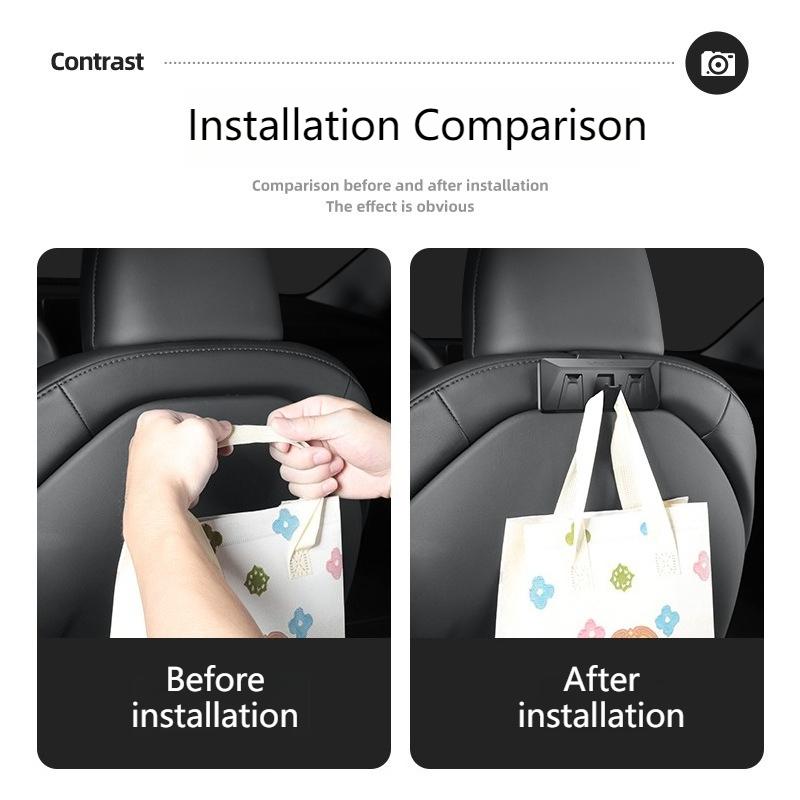For Tesla New Model Y Juniper/Model 3 Highland 2025 ABS Seat Back Hook Multiple Hooks Foldable Design Glove Box Hook Accessories