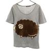 FRAPBOIS Made In Japan Sheep Fur Patch French Sleeve T-shirt 1 Gray Women Used