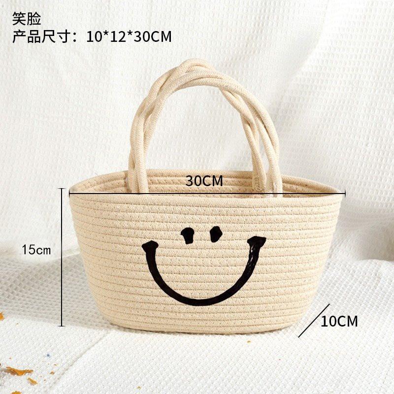 Adorable Cotton Yarn Woven Cartoon Bag For Women And Kids Perfect For Snacks And Toys Storage
