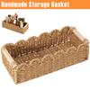 Handmade Storage Basket Desktop Woven Shelf Basket Rectangular Cosmetic Box Vintage Toilet Woven Box Organiser for Home Bathroom