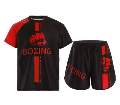 Kinder Muay Thai Boxen Sandwear Mode Bedrucktes Boxer Kurzarm T-Shirt Shorts Fitnessstudio Surfen Kurzarm Kopf