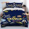 Astronaut Space Cartoon Comforter Bedding Set,Duvet Cover Bed Set Quilt Cover Pillowcase,King Queen Size Bedding Set for Child