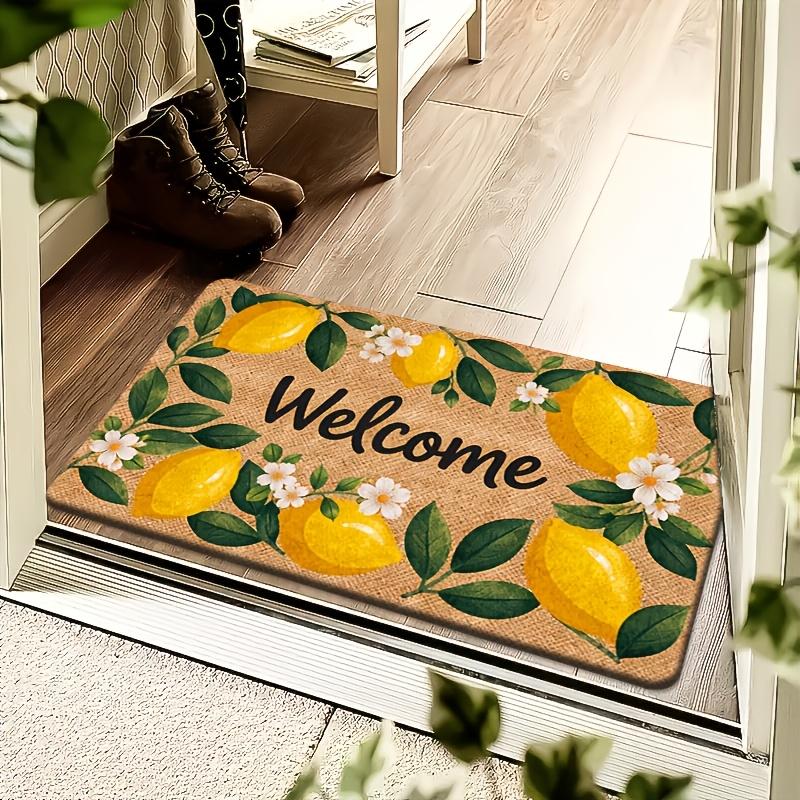 1Pcs Anti Fatigue Kitchen Rugs, Lemon Flor Print Waterproof Non-Slip Thick Cushioned Kitchen Mat Heavy Duty Comfort Standing Mat
