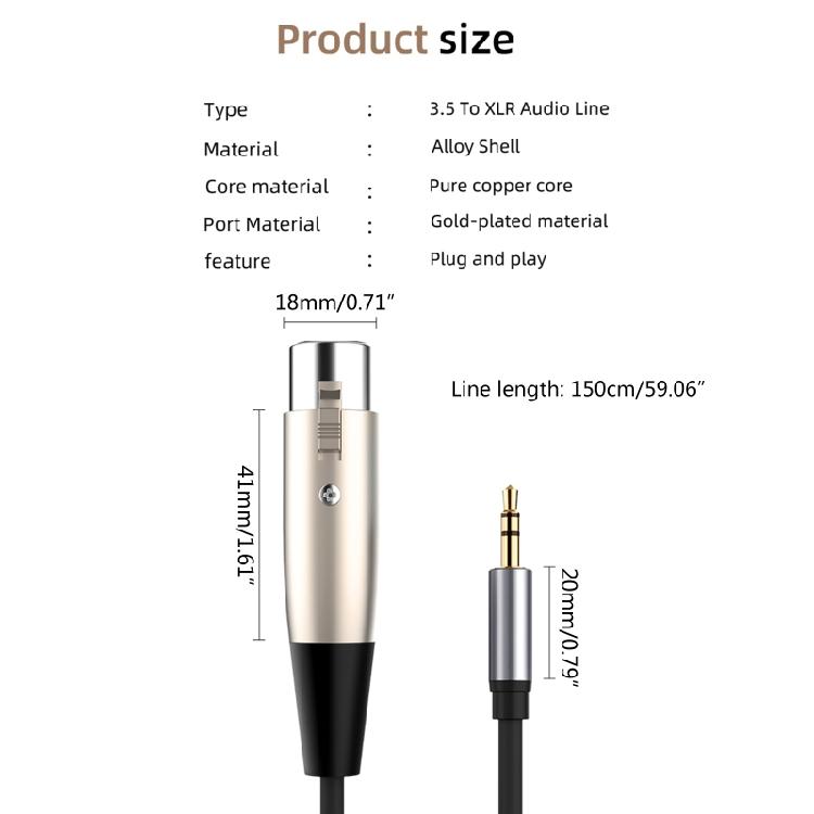 3.5 XLR Audio Cable 3.5mm Male XLR Female Audio Line 3P XLR 3pin AUX Line