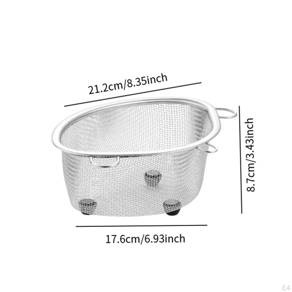 Hanging Sink Basket Corner Strainer Multifunction Quick Drainage Stainless Steel Sponge Holder