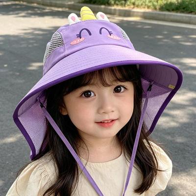 Children's Wide Brim Sun Hat with Shawl - Cute Summer Protection for Boys and Girls