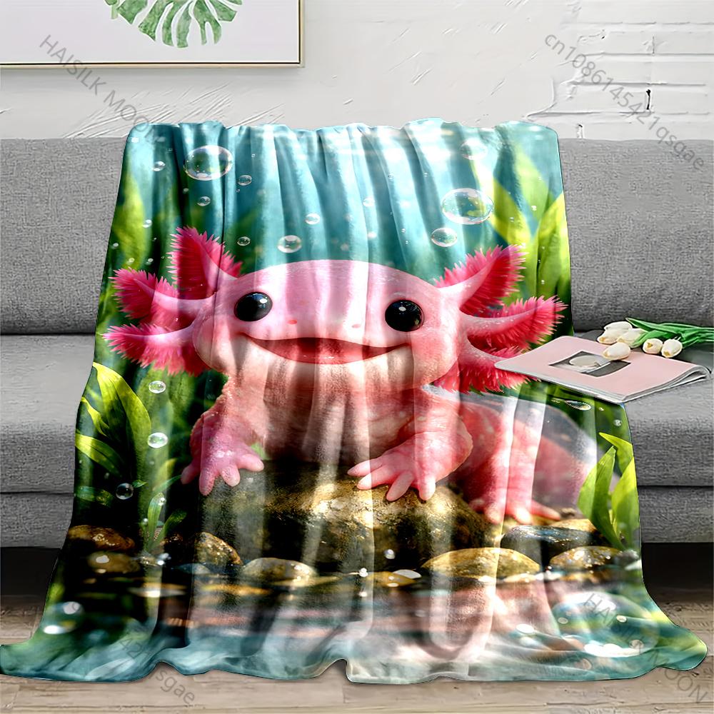 

1PC Pink axolotl playing underwater Blanket Suitable for Home Bedroom Sofa Travel Camping Blanket Various Sizes for Gifts 75x100cm