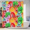 Colorful Monsters Shower Curtain Watercolor Cartoon Design Perfect for Kids Bathrooms