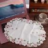 Round Delicate Satin Fabric Flower Pattern Embroidery Craft Coaster Doily Cup Pad Placemat