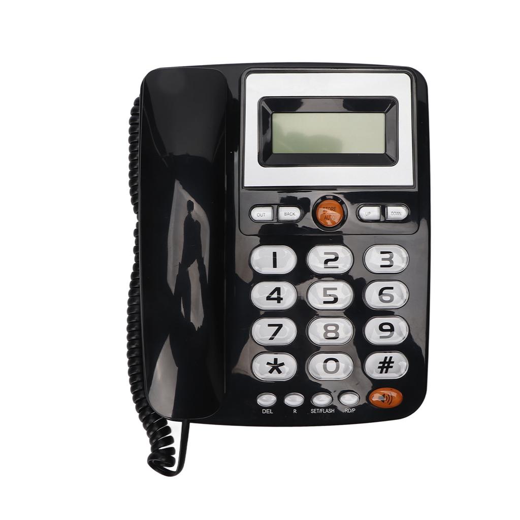 Big Button Corded Phone Hands Free Calls LCD Adjustable Brightness One Touch Speed Dialling Landline Telephone Black