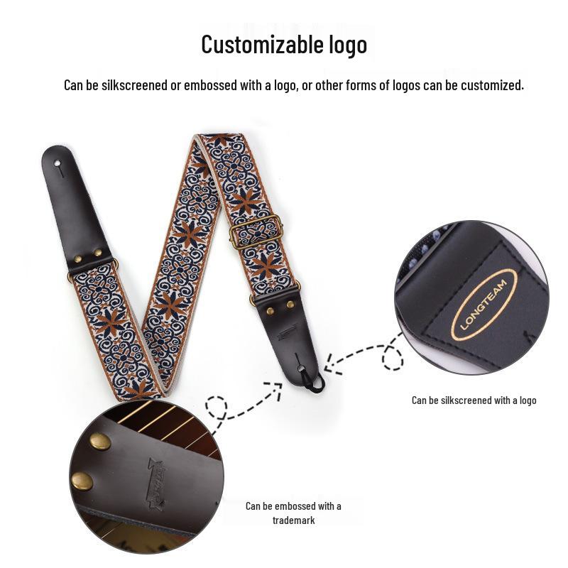Thickened Embroidered Guitar Strap Set for Acoustic & Electric Bass