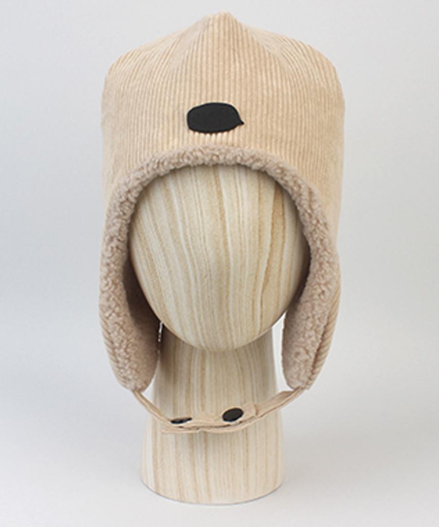 Gentle Corduroy Beige Earflap Cap
