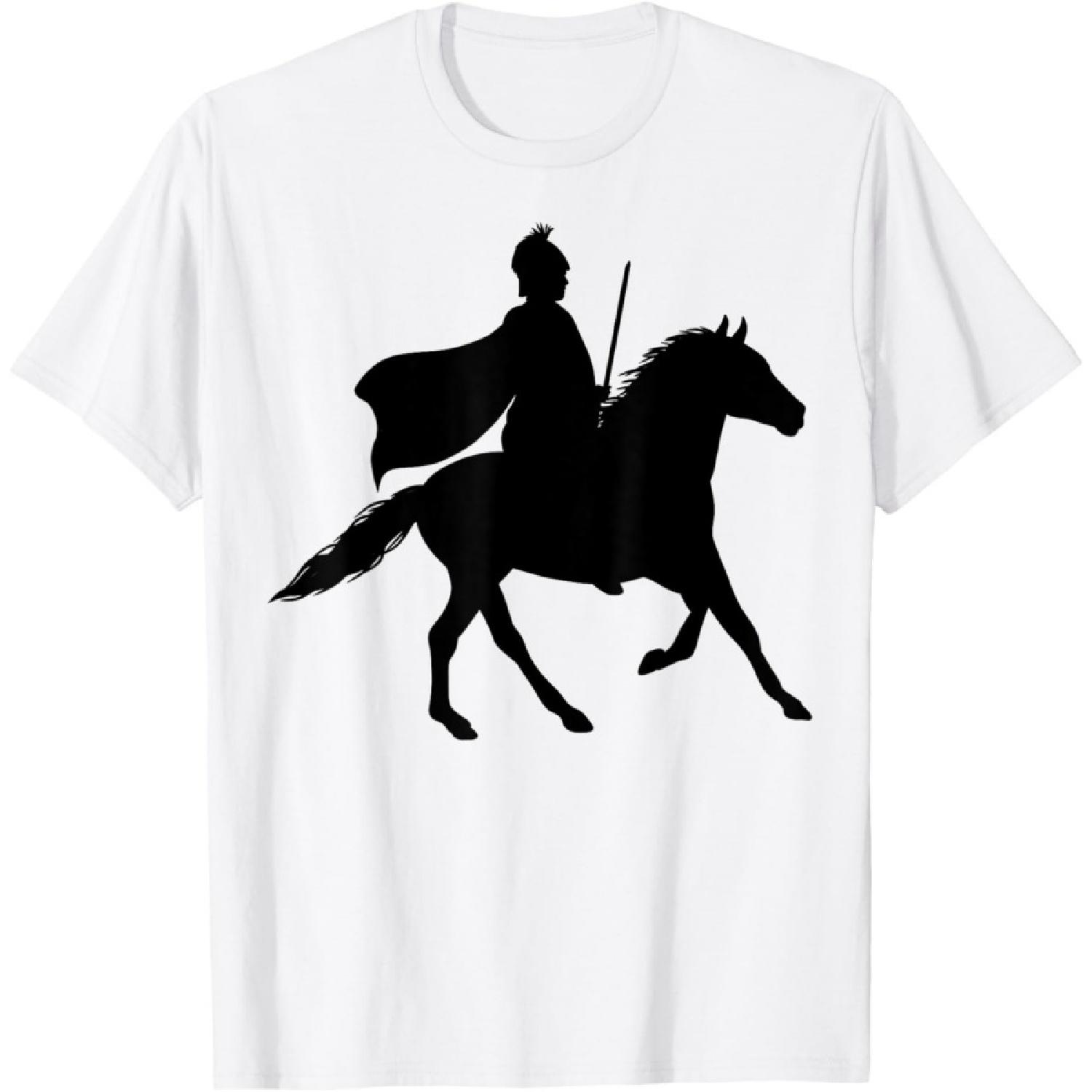 Roman Soldier Silhouette On Horseback Holding Spear T-Shirt XXXXXL белый