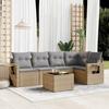 Vidaxl 6-Cz. Garden Furniture Set With Cushions, Beige, Poly Rattan