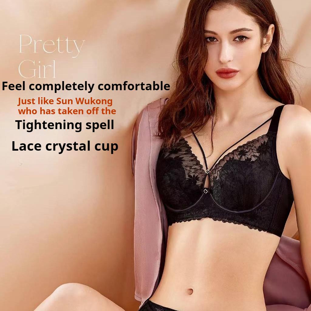 Memory Ring Sexy Lace Ultra-Thin Crystal Cup French Lingerie Large Adjustable Sexy Bra