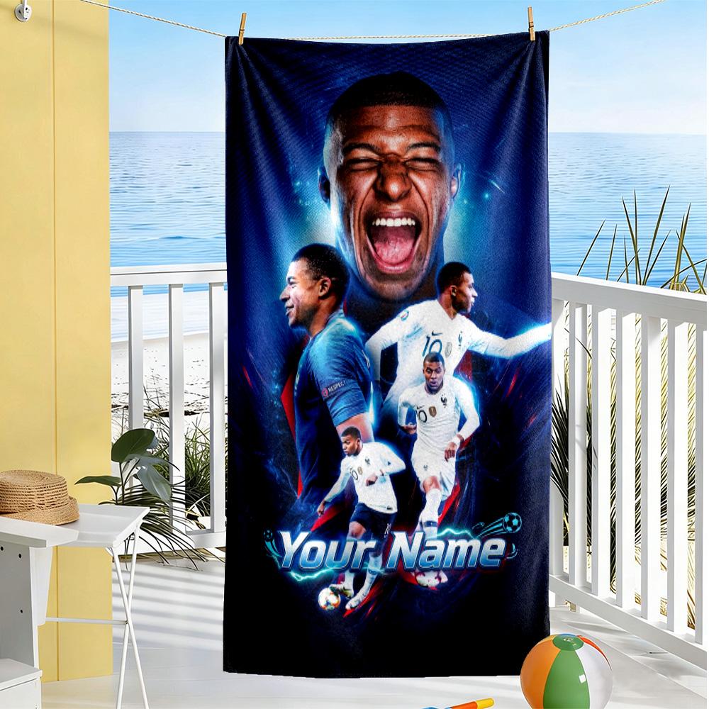 Mbappé Personalized Text Beach Towel High Absorbency & Quick-Dry Portable for SwimmingBeachCamping Travel Beach AccessoriesGym