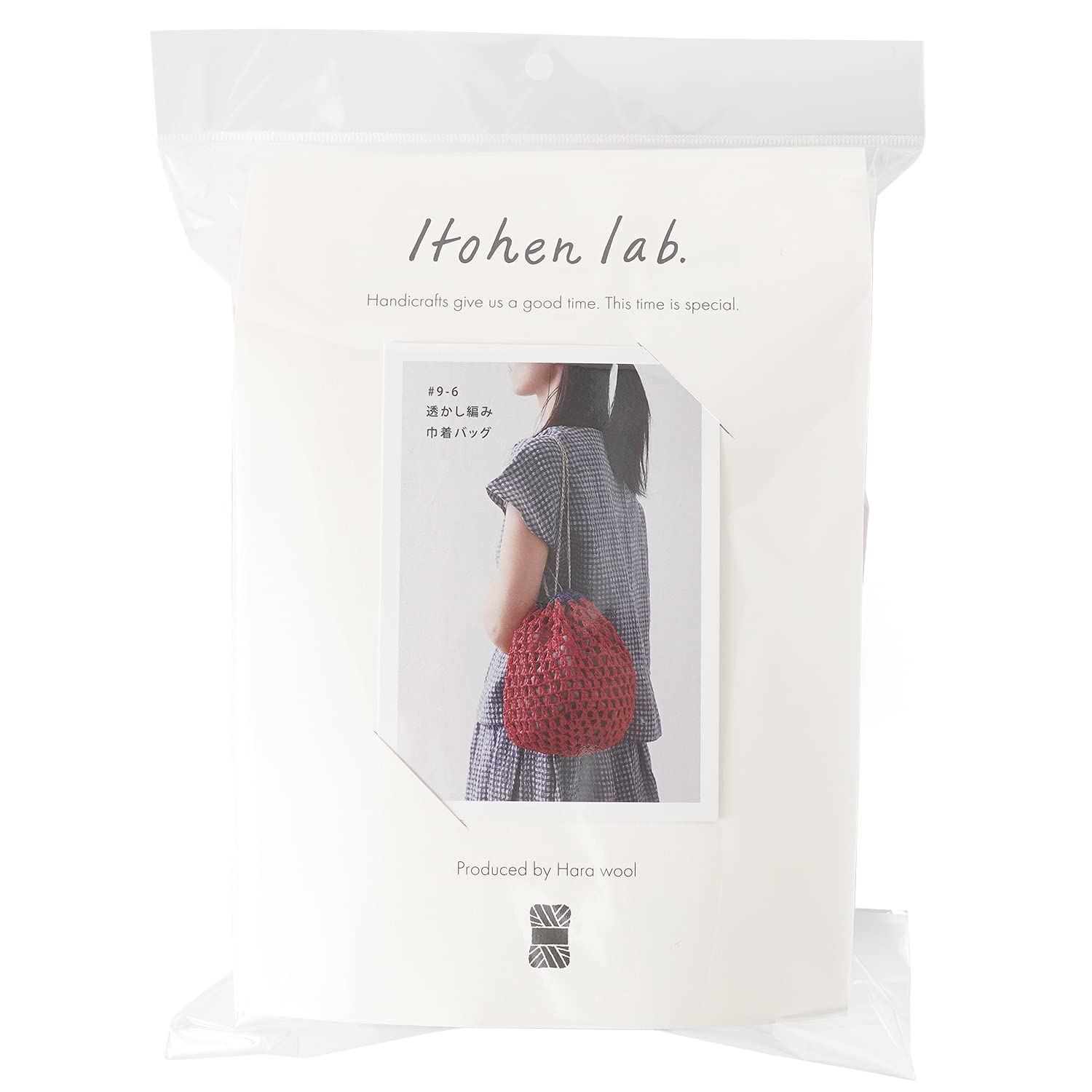 Original Wool itohenlab Knitting Kit Openwork Drawstring Bag #9-6 красный