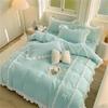 Korean Version Princess Style Four Piece Set of Cotton and Pure Cotton Butterfly Knot Duvet Cover Set Dormitory Bed Sheet