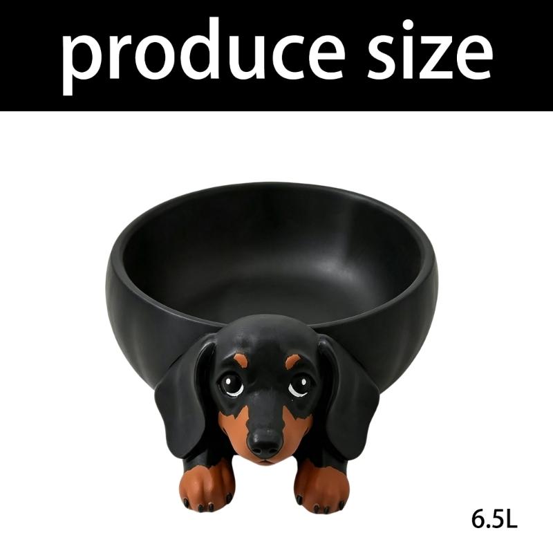 Resin Dachshund Key Tray Dog Catchall Bowl for Desk or Dresser, Black Storage Holder for Jewelry and Small Daily Items for Tabletop Use