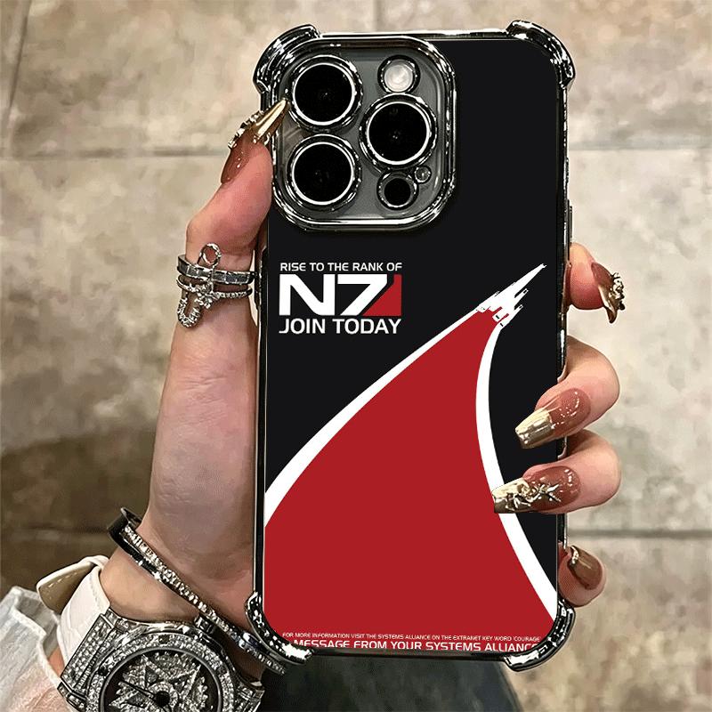 N7 Mass Effect Soft Phone Case For iPhone 15 16 17 Air 14 Pro Max 16E Plus 13 12 Mini Plating Anti-Fall Fundas