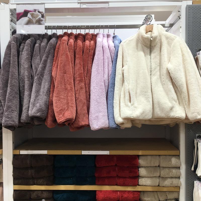 Autumn Winter Long Fleece Coral Fleece Cardigan Stand Collar Polar Fleece Jacket Warm Plush Coat Women