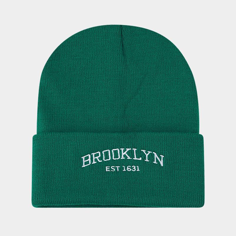 Men's and women's street trend letter embroidery knitted hat casual versatile loose outdoor cold hat big head circumference hat