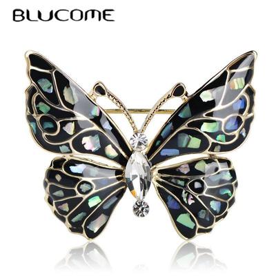 Emalia Abalone Shell Butterfly Broszki dla kobiet Dzieci Animal Broszka Pins