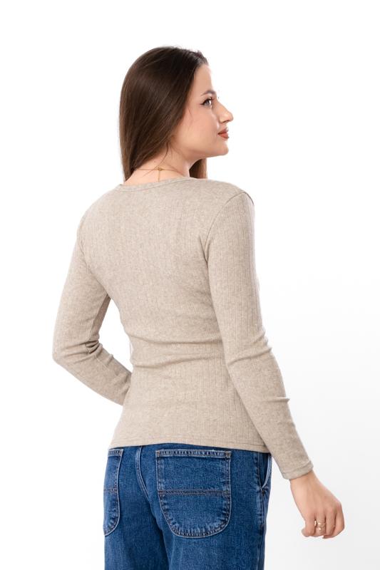 Women's Ribbed Angora Long Sleeve Top with Buttons, Demi-season 8454-088 HC