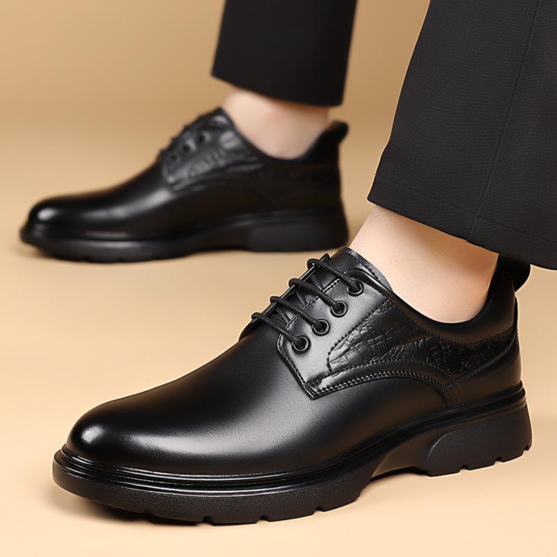 Fashion Luxury Men's Leather Shoes Elegant Gentleman Style Work and Office Outdoor Adult Fashion Street Plus Size Suit shoesBlack