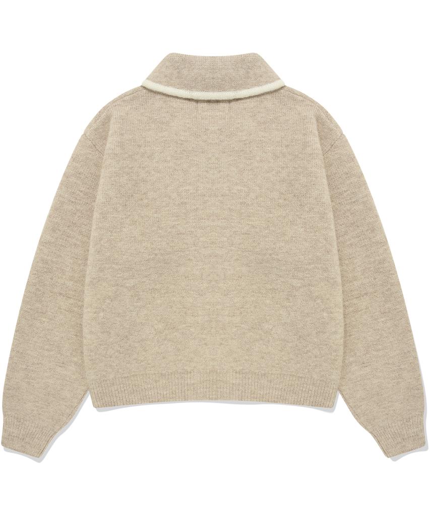 Covernat Woman Fluffy Zip-Up Cardigan Oatmeal