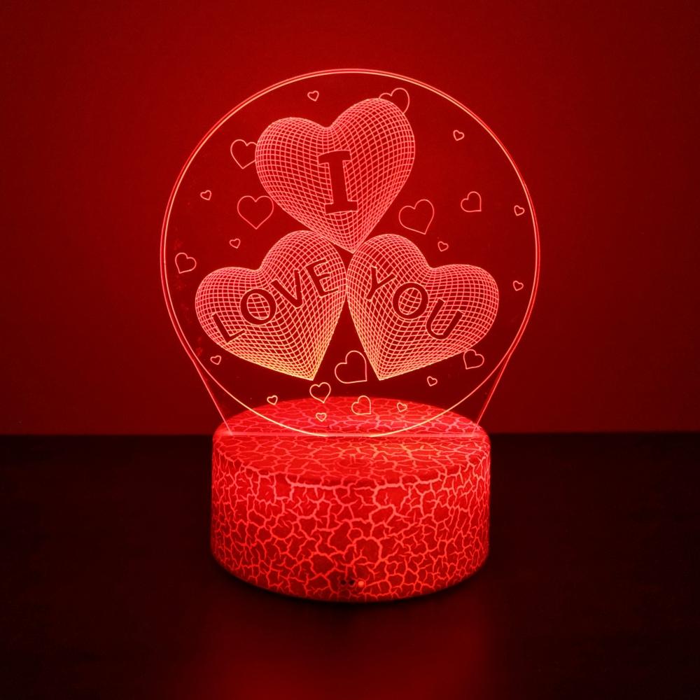 3D Lamp Illusion I Love You LED Night Light RGB Color Changing Touch Child Nightlight Room Bedroom Decor Valentine's Day Gifts