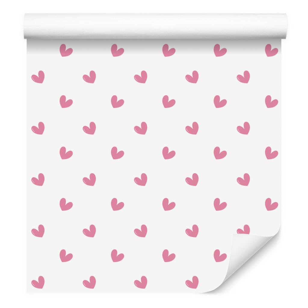 Hearts Wallpaper White and Powder Pink 50x1000
